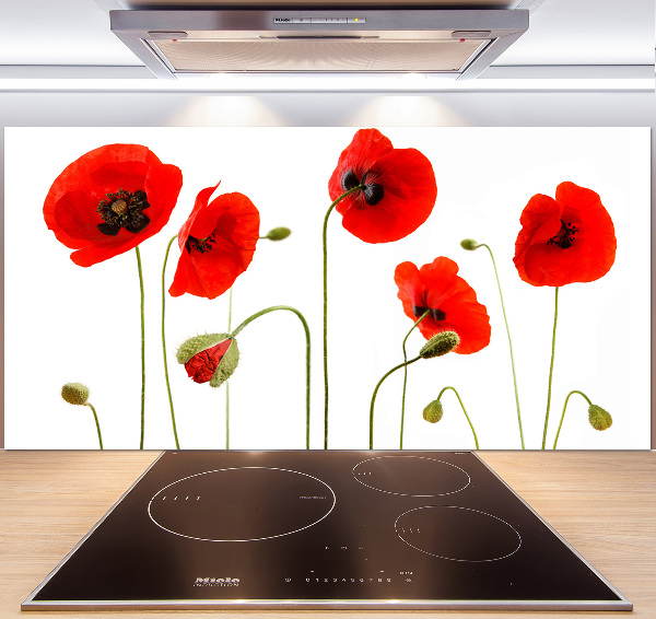Glazen achterwand keuken Klaprozen