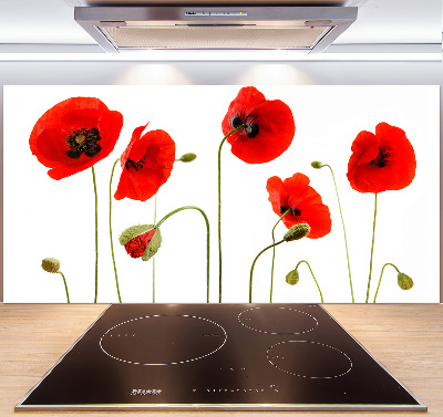 Glazen achterwand keuken Klaprozen