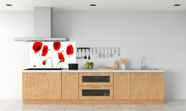 Glazen achterwand keuken Klaprozen