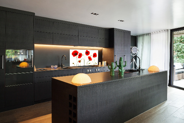 Glazen achterwand keuken Klaprozen