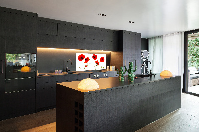 Glazen achterwand keuken Klaprozen