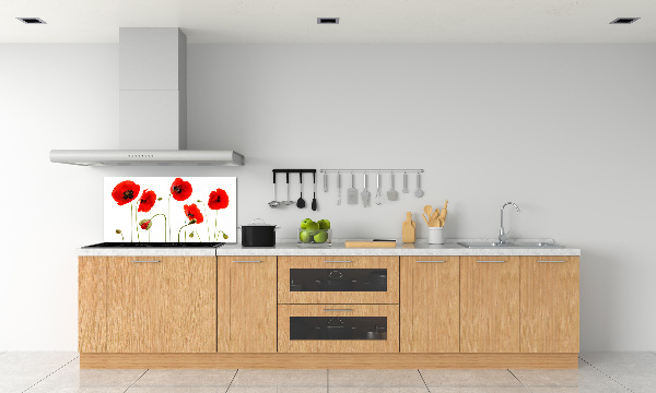 Glazen achterwand keuken Klaprozen