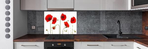 Glazen achterwand keuken Klaprozen