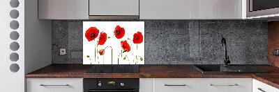 Glazen achterwand keuken Klaprozen