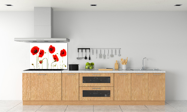Glazen achterwand keuken Klaprozen