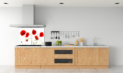 Glazen achterwand keuken Klaprozen