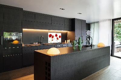 Glazen achterwand keuken Klaprozen