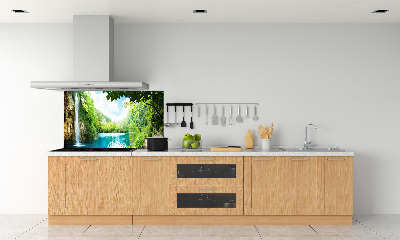 Glazen achterwand keuken Waterval in het bos