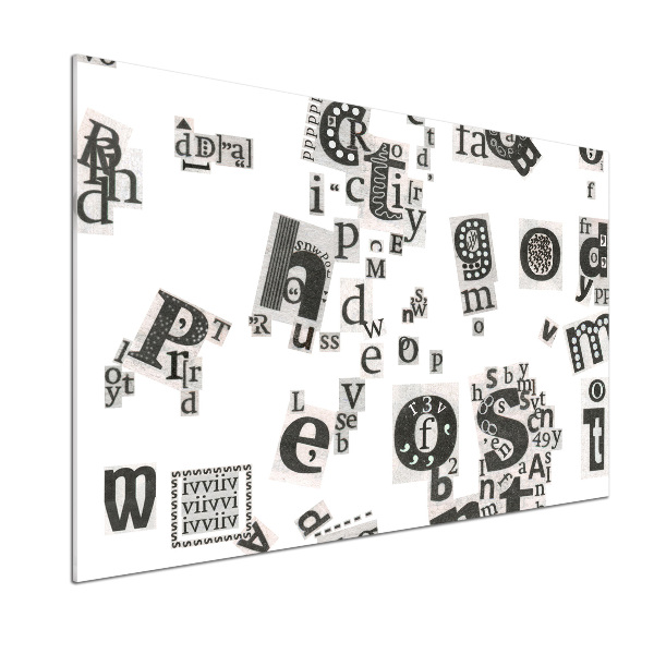 Panel do kuchni Litery z gazety