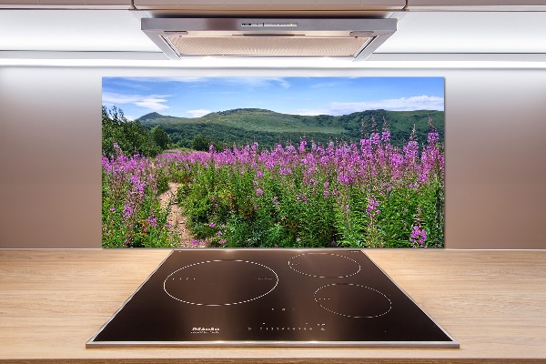 Spatscherm keuken Groene heuvels