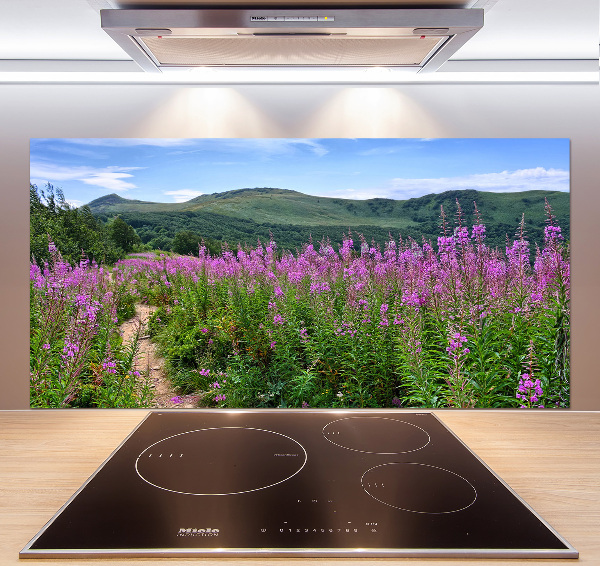 Spatscherm keuken Groene heuvels