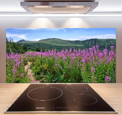 Spatscherm keuken Groene heuvels