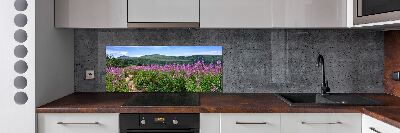 Spatscherm keuken Groene heuvels