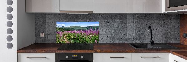 Spatscherm keuken Groene heuvels