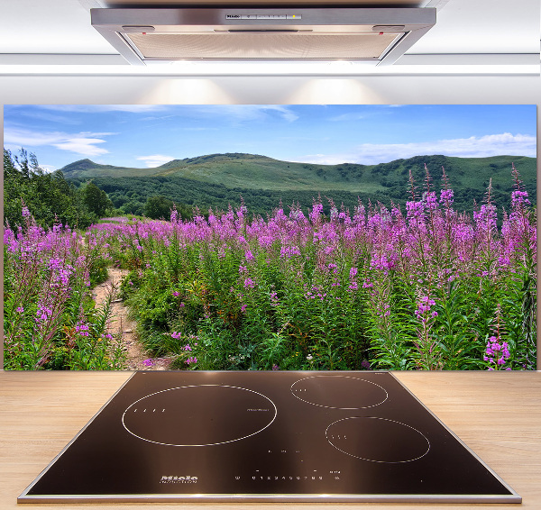 Spatscherm keuken Groene heuvels