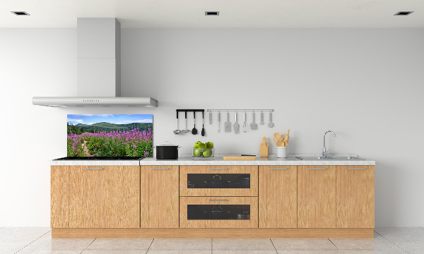 Spatscherm keuken Groene heuvels
