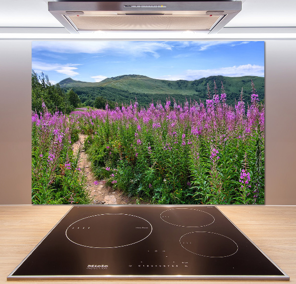 Spatscherm keuken Groene heuvels