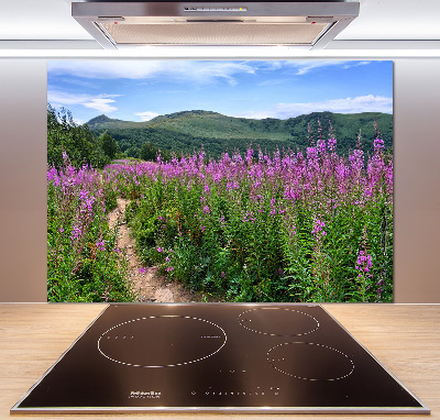 Spatscherm keuken Groene heuvels