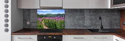 Spatscherm keuken Groene heuvels