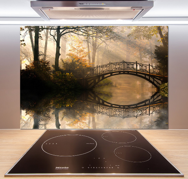Spatplaat keuken Oude brug in de herfst