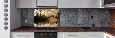 Spatplaat keuken Oude brug in de herfst