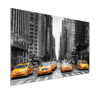 Glazen achterwand keuken New Yorkse taxi's