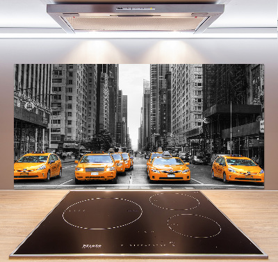 Glazen achterwand keuken New Yorkse taxi's