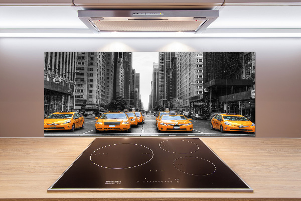Glazen achterwand keuken New Yorkse taxi's