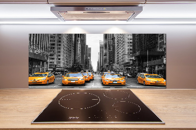 Glazen achterwand keuken New Yorkse taxi's