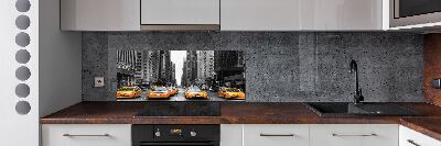 Glazen achterwand keuken New Yorkse taxi's