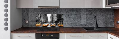 Glazen achterwand keuken New Yorkse taxi's