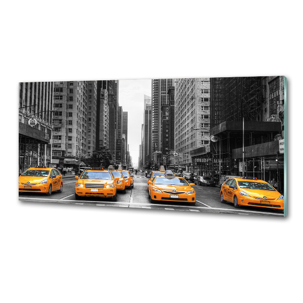 Glazen achterwand keuken New Yorkse taxi's
