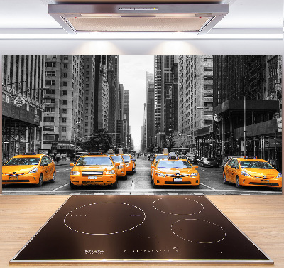 Glazen achterwand keuken New Yorkse taxi's
