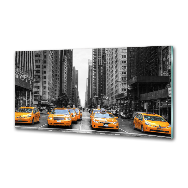 Glazen achterwand keuken New Yorkse taxi's