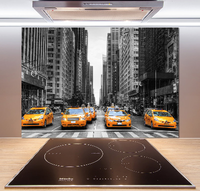 Glazen achterwand keuken New Yorkse taxi's