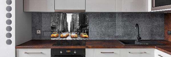 Glazen achterwand keuken New Yorkse taxi's