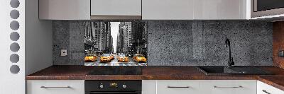 Glazen achterwand keuken New Yorkse taxi's