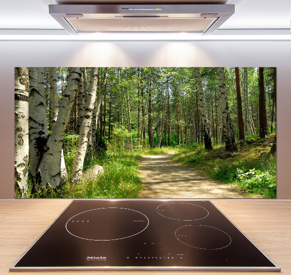 Spatscherm keuken Pad in het bos