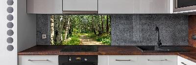 Spatscherm keuken Pad in het bos
