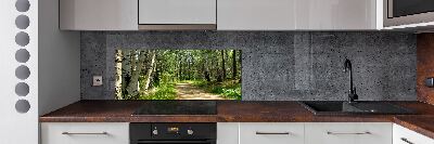 Spatscherm keuken Pad in het bos