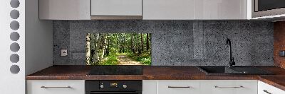Spatscherm keuken Pad in het bos
