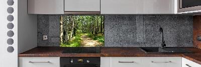 Spatscherm keuken Pad in het bos
