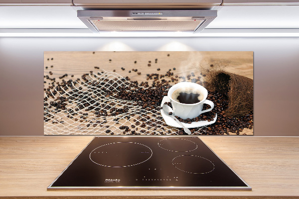 Spatscherm keuken Koffie en koffiebonen