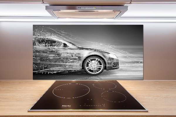 Spatscherm keuken Een auto die te hard rijdt