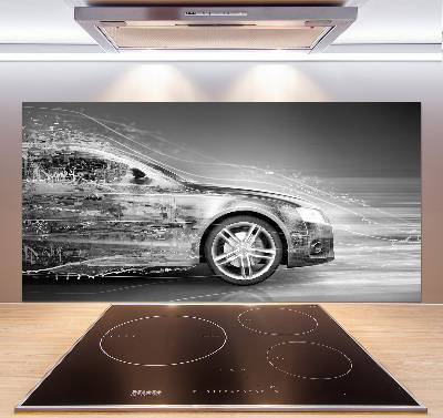 Spatscherm keuken Een auto die te hard rijdt