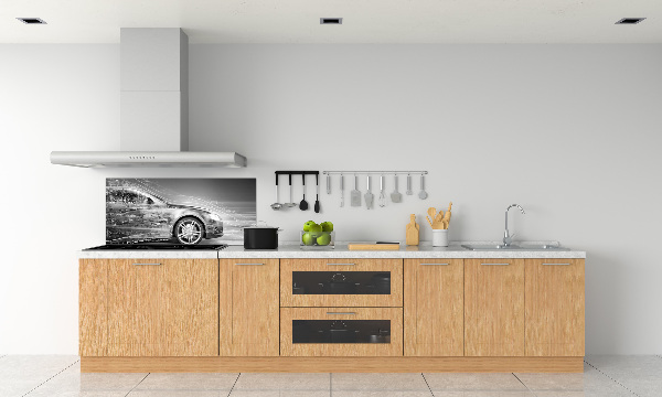 Spatscherm keuken Een auto die te hard rijdt
