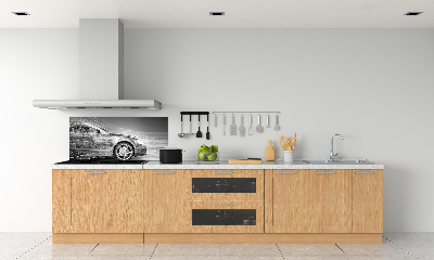 Spatscherm keuken Een auto die te hard rijdt