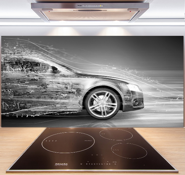 Spatscherm keuken Een auto die te hard rijdt