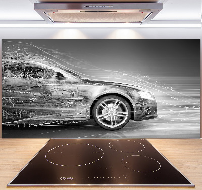 Spatscherm keuken Een auto die te hard rijdt