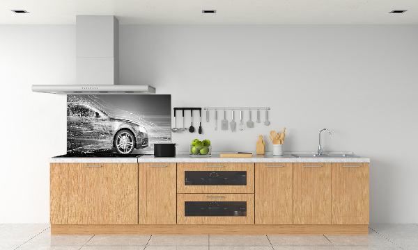 Spatscherm keuken Een auto die te hard rijdt